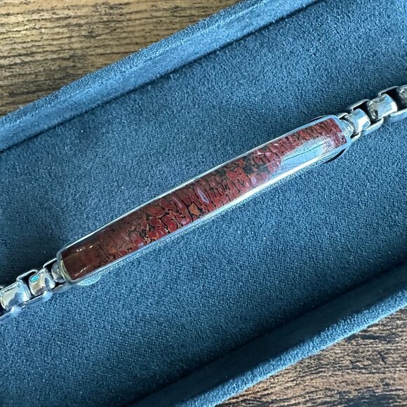 David Yurman Exotic Stone ID Bracelet w/ Red Agate - 7mm - 8.5" - RARE - Picture 6 of 16